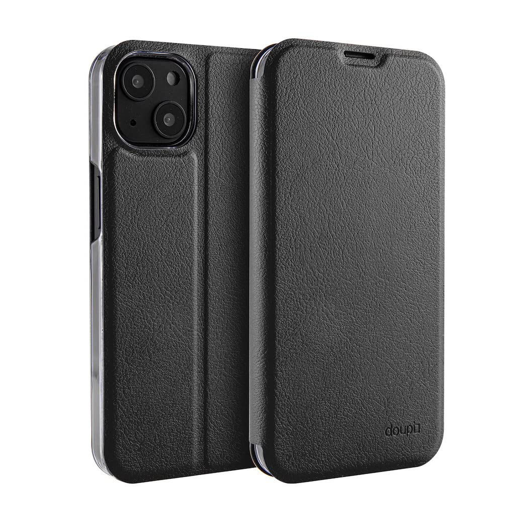 doupi Flip Cover for iPhone 13 (6.1 inches), Magnetic Flip Case Cover Book Style Protective Cover with Stand, Black