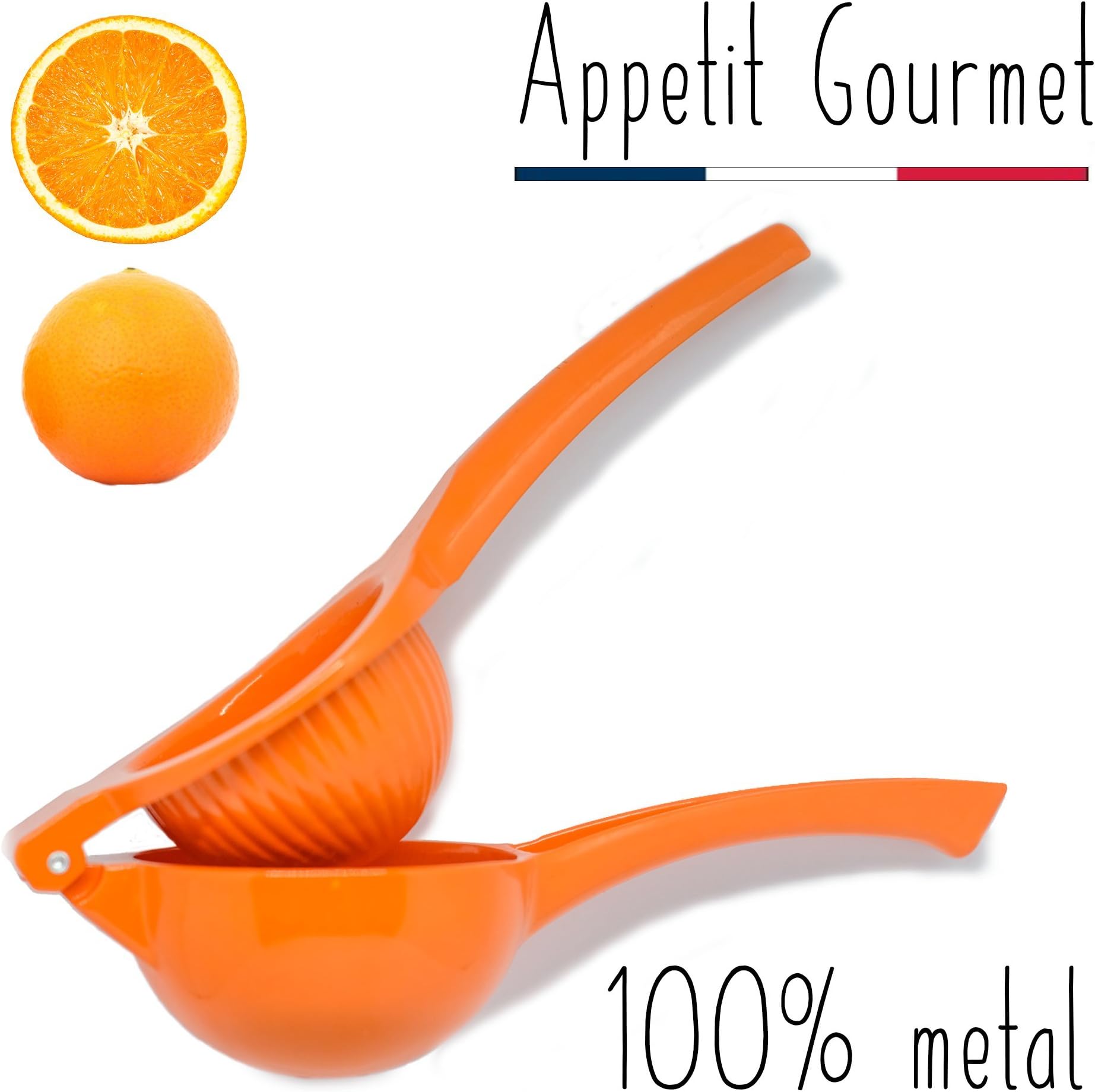 Appetit Gourmet ® Orange Press Manual 2-in-1 Citrus Press Made from Unbreakable Aluminium juicer to Press Oranges and Other Large Citrus Fruit 100% pip-Free Juice Production Ideal for Breakfast