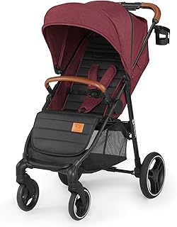 Kinderkraft Kinderwagen GRANDE 2020, Kinderbuggy, Liegebuggy, Sportwagen, Großer und Bequemer Buggy, Zusammenklappen mit Schlaffunktion, Große Bude mit Allradaufhängung, Geräumiger Sitz, Burgund