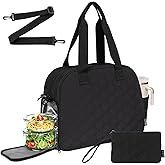 Aurevoxen Lunch Tote Bag for Women, Quilted Puffer Work Purse with 15.3 Inch Laptop Compartment, for Office, Teacher, Nurse