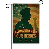 FLAGMEUP8386 Army Veteran Soldier Silhouette Garden Flag, 12x18 Inch Double-Sided Liberty Torch Outdoor Memorial Decor, Veterans Day Patriot Day 9/11 US Military Tribute
