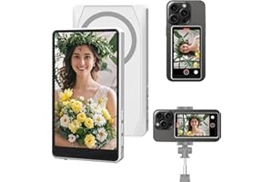 BISPRICO Vlog Selfie Monitor Screen, Magnetic Phone Vlog Selfie Monitor Screen 4K 60fps Bluetooth Remote, Back Camera Monitor for Photo/Vlog/Live Stream, Compatible with iPhone & Samsung- Black