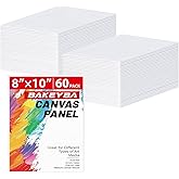 BAKEYBA Canvas Boards for Painting 60 Pack, 8x10 Inch Painting Canvas Panels, 100% Cotton White Blank Art Supplies for Acrylics Oil Watercolor Tempera Paints
