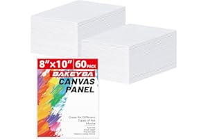 BAKEYBA Canvas Boards for Painting 60 Pack, 8x10 Inch Painting Canvas Panels, 100% Cotton White Blank Art Supplies for Acrylics Oil Watercolor Tempera Paints