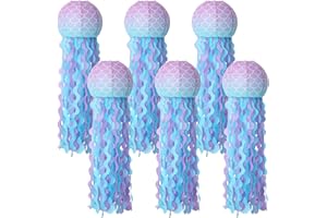 QYCX 6 Pcs Mermaid Jellyfish Mermaid Party Decorations Mermaid Paper Lantern Jellyfish Paper Lantern Hanging Paper Lantern fo