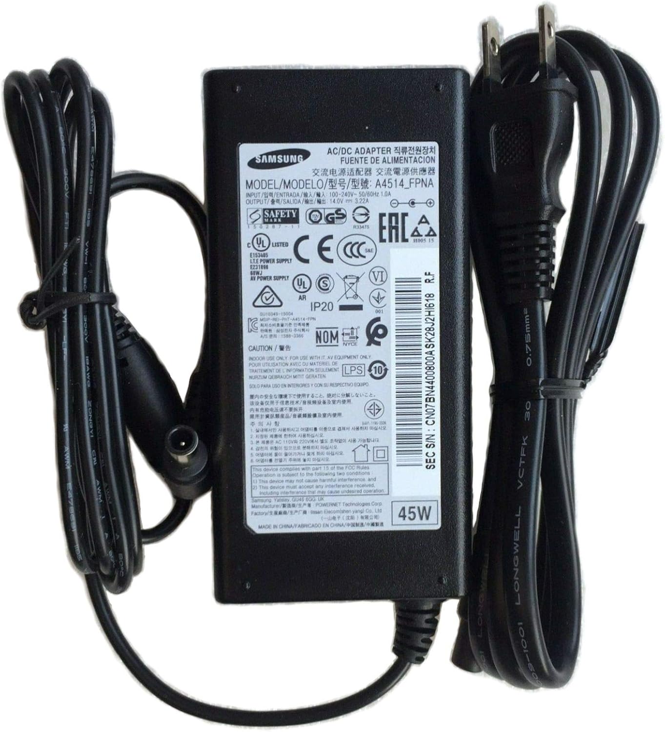 Genuine AC Adapter 14v 3.22A for Samsung LED Monitor A4514_FPN U28E590D