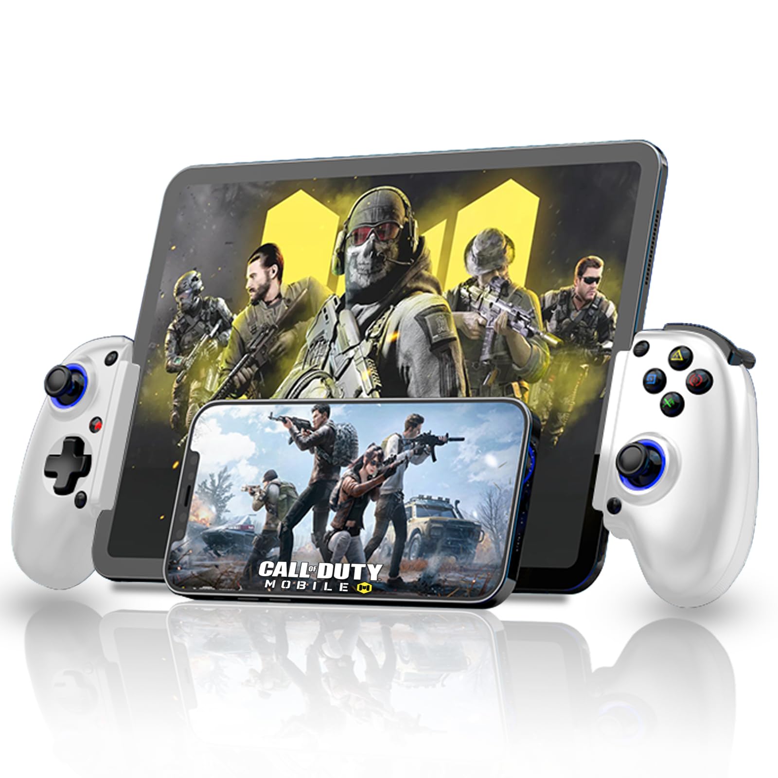 Joso D10 Phone Game Controller For iPhone/Android/Pc/Switch With Hall Effect Joysticks/Hall Trigger Play COD, Genshin Impact Android Game Controller Support Cloud Gaming/PS Remote Play White