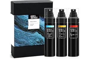AQUA BLANCE Body Spray For Men, Mens Body Spray, Deodorant For Men Refreshing Fragrance Mist, Pack of 3, Each 3.4 Fl Oz, Tricky Game, Blue, Agiomme