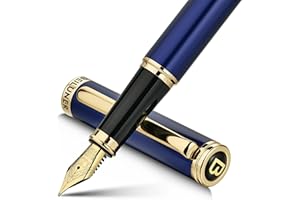 BEILUNER Blue Fountain Pen,Stunning Luxury Pens with 24K Gold Finish, Gorgeous 24K Gilded Nib(Fine), Trustworthy Pen Gift for Men&Women -Ink Converter-Elegant, Graduation,Nice Pen for Writing