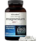 NatureBell Magnesium Glycinate 400mg Elemental, 270 Capsules | 100% Chelated for High Absorption | Supports Muscle, Bone & Heart Health | Non-GMO, Gluten-Free, Vegan