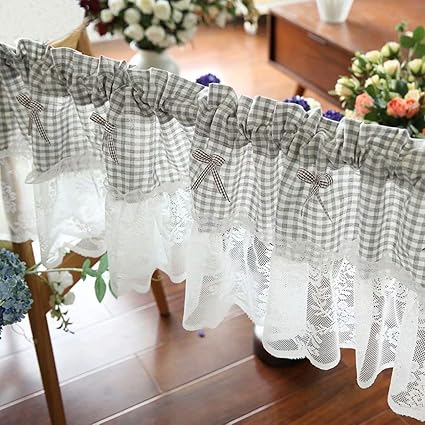 Amazon カフェカーテン 40cm丈 キッチン レースカフェカーテン おしゃれ 目隠し カーテン 小窓用 喫茶店 洗面所 出窓 間仕切り 飾り 蝶結び パウダールーム フリル モダン インテリア トイレ 暖簾 ロング シンプル 可愛い 綺麗 オーダー可能 Osona 幅150 丈40 1枚