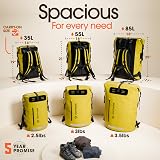 Earth Pak 35L Waterproof Backpack Roll-Top Yellow Front Pocket Phone Case view 2