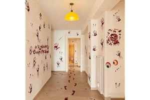 DOTHRAYAN Halloween Window Clings, 9 Sheets Halloween Bloody Handprint Footprint Wall Decal Floor Clings, Horror Handprint Home PVC Decoration Window Stickers
