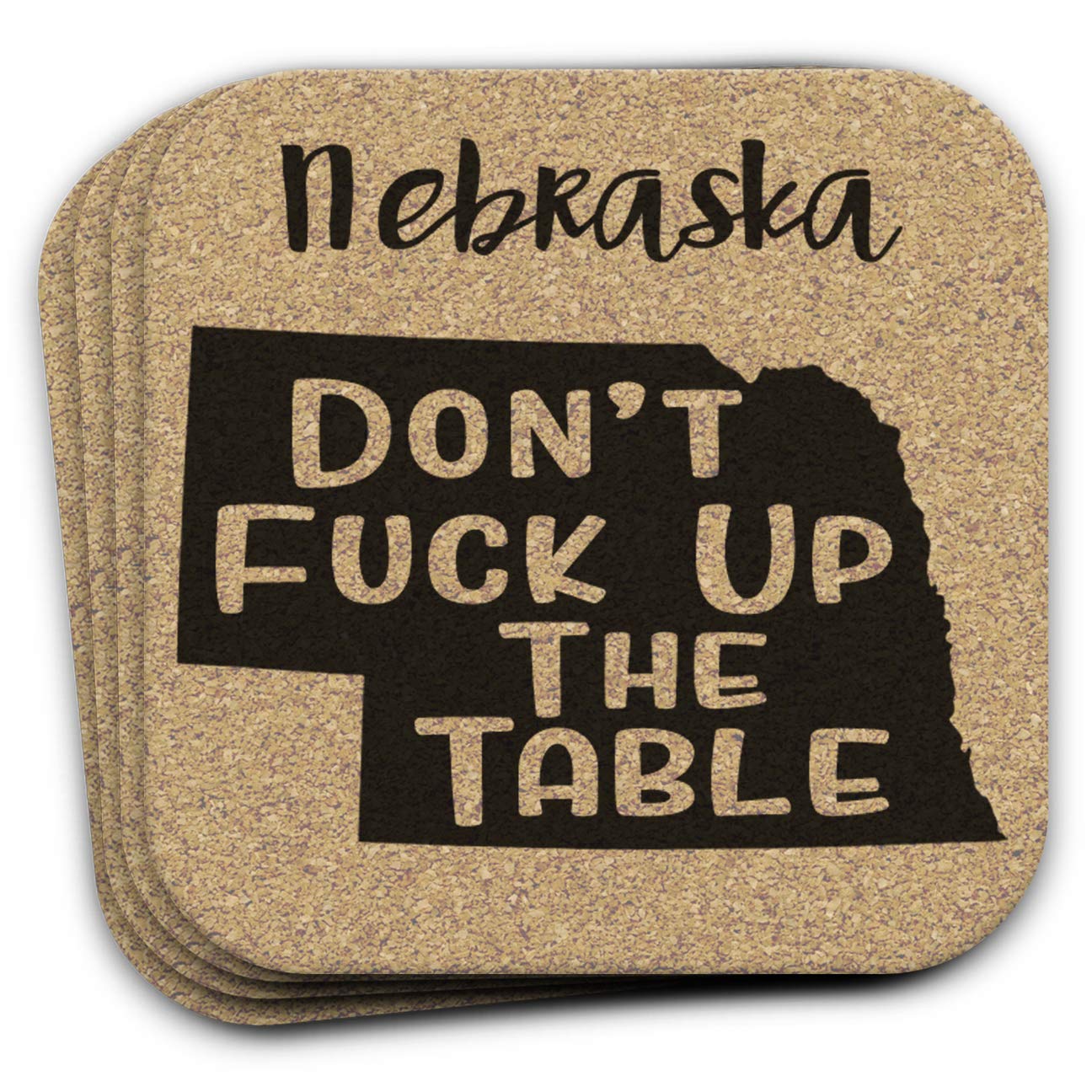Nebraska State Gift Souvenir 4pc Cork Coaster Set Handmade