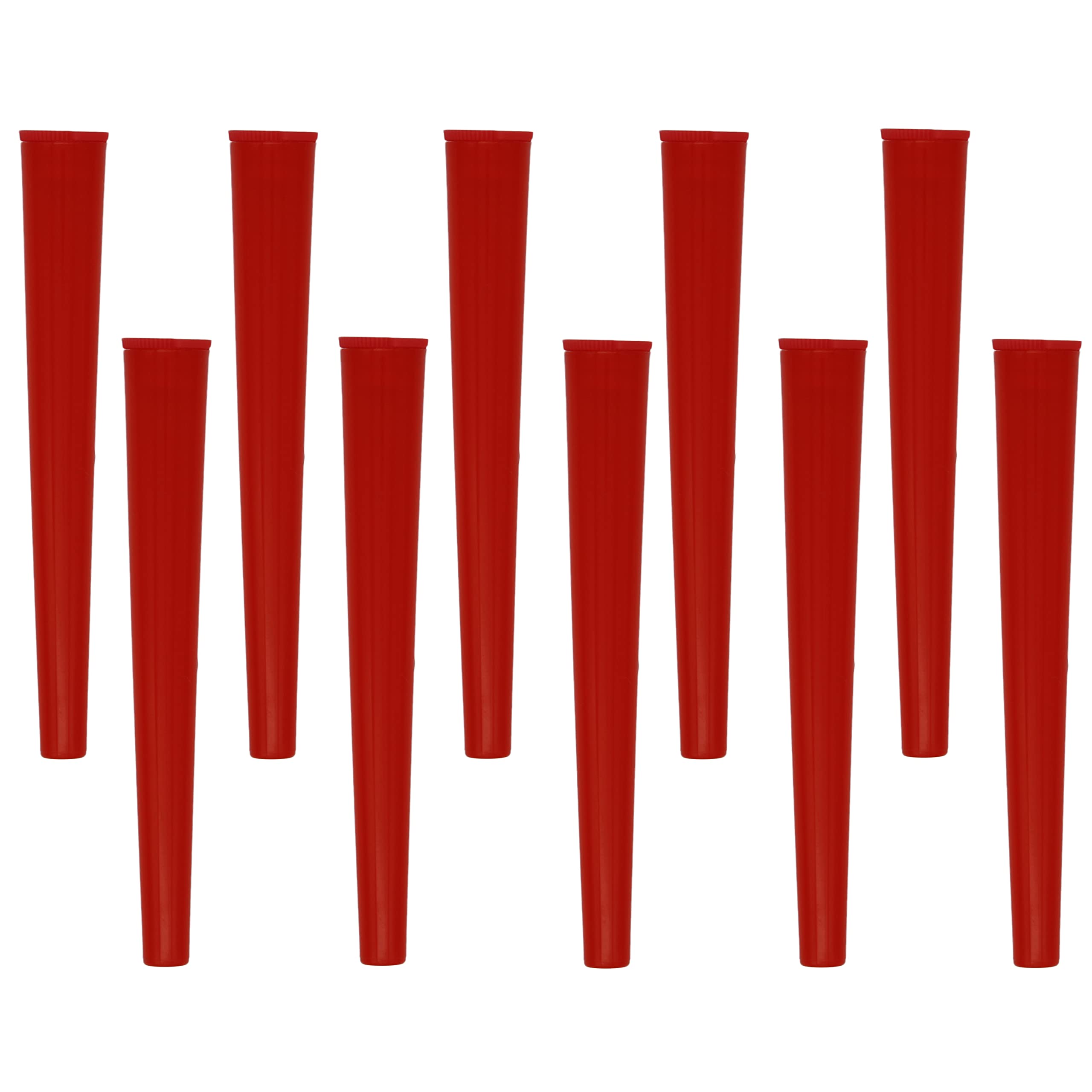 Cherry-on-Top King Size Cone Holder Air Tight Hard Plastic Tube Smoking Rolling Cig Tube, 10 Holder, Red Solid