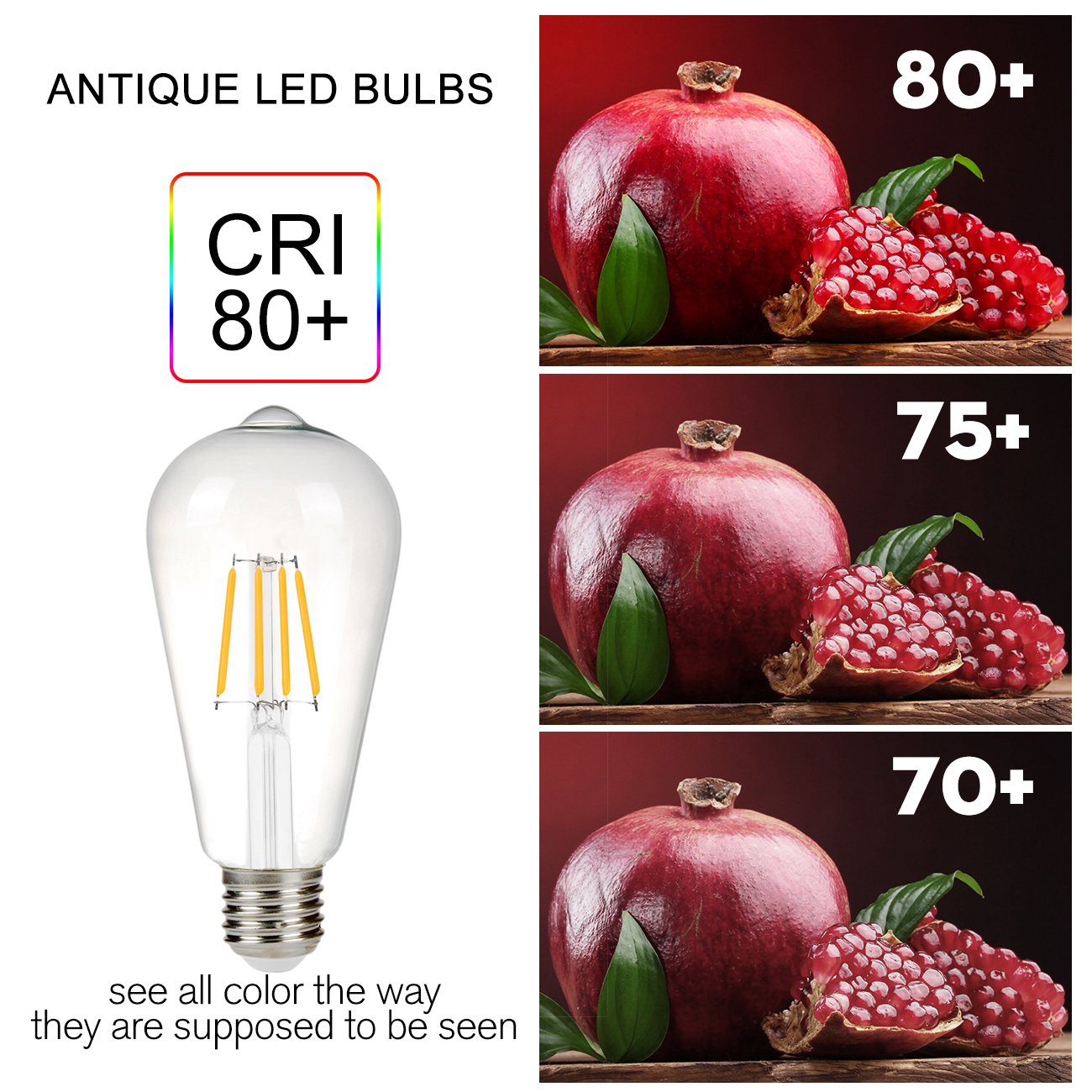 B2ocled 4W(30W Equivalent) LED Edison Bulb ST64 Style Vintage Filament Light Bulbs, Warm White 2700K, E26 E27 Medium Base Lamp for Pendant Light, Wall Lamp(6 Pack)