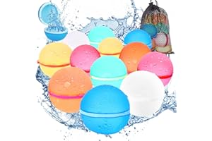 BEIKEETOO Reusable Water Balloons - 12 Pack Summer Toys for Boys & Girls, Pool & Beach Toys for Kids Ages 4-8 & 8-12, Quick Fill Water Balloons for Birthday & Summer Party
