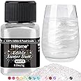 NiHome Edible Food-Grade Glimmer Powder Glitter Luster Dust Metallic Food Decorating Sprinkle Glimmery Dust for Drink Wine Beverage Cake Candy Dessert Bakery Restaurant Vegan (0.18oz/5g, White)