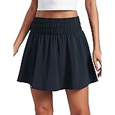 CRZ YOGA High Shirred-Waisted Tennis Skirts for Women - Mini Lined Golf Casual Athletic Flowy Skorts with Pockets
