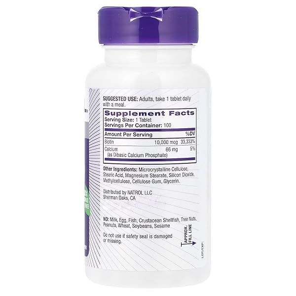 NATROL BIOTIN MAX 10000 MCG, 100 TABLETS
