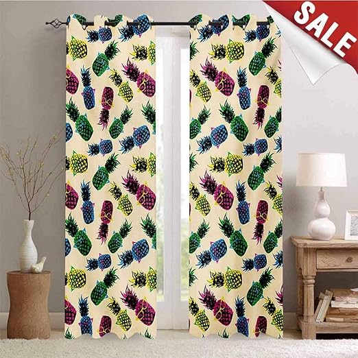 Amazon Com Hengshu Indie Window Curtain Fabric Retro 80s Summer