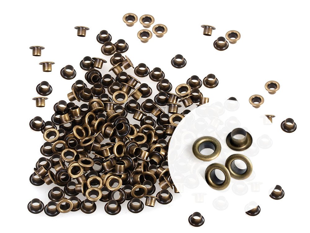 CRAFTMEMORE 1/8 Inch ID Grommets Eyelets 3MM Hole Self Backing Eyelet for Bead Cores, Clothes, Leather, Canvas 200pcs (Antique Brass)