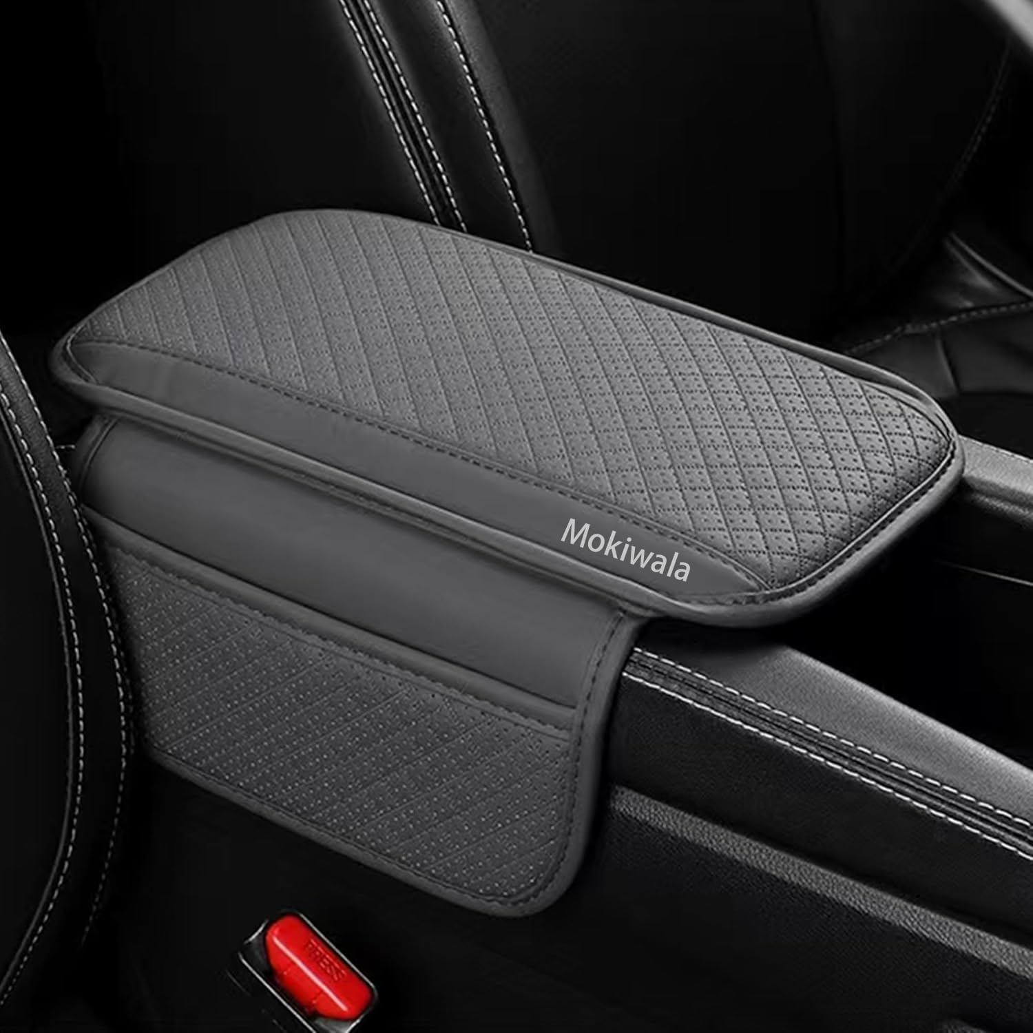 Photo 1 of Upgraded Universal Car Center Console Cover for Sedans, Microfiber Leather Armrest Cover with Storage Bags, Comfortable and Durable Interior Accessory for Most Sedan Vehicles, 12.2” x 7.2” Grey