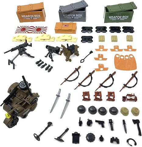 Amazon Fuerzon 日本軍 武器セット 帝国軍 ミリタリー 陸軍 軍隊 兵士 第二次世界大戦 武器 コンバット 武装パック ミリタリーアイテム 装備品 ソルジャー ウェポン 保証書付き ブロック おもちゃ