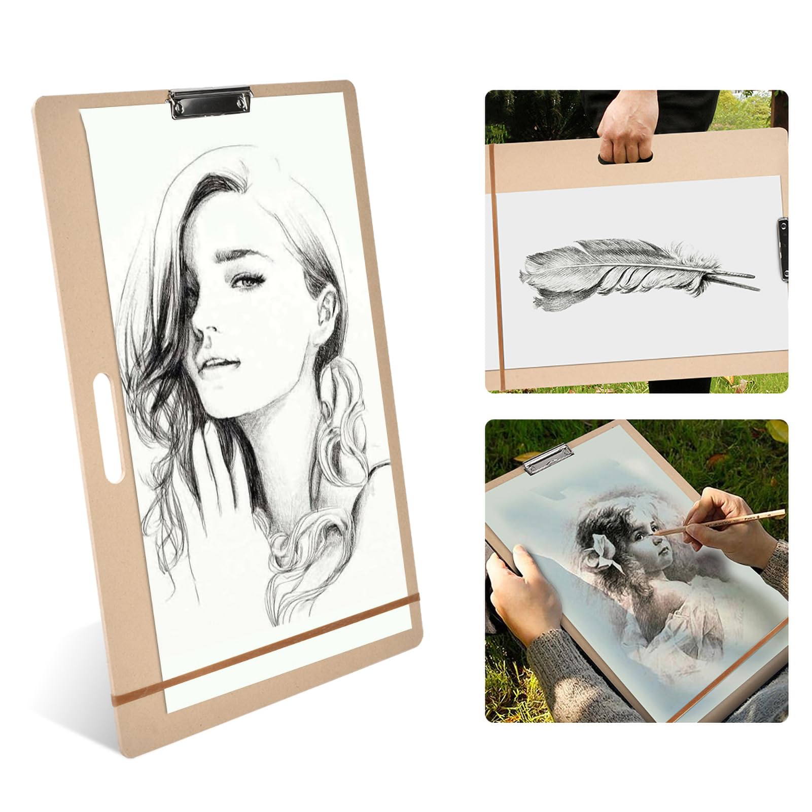 Portable Art Students Wooden Sketch Board 8K 45 60cm for Indoor Outdoor Painting Drawing Drafting Board Drawing Boards Clips Frisk Portable for Artists Sketch Wooden Adults Multifu