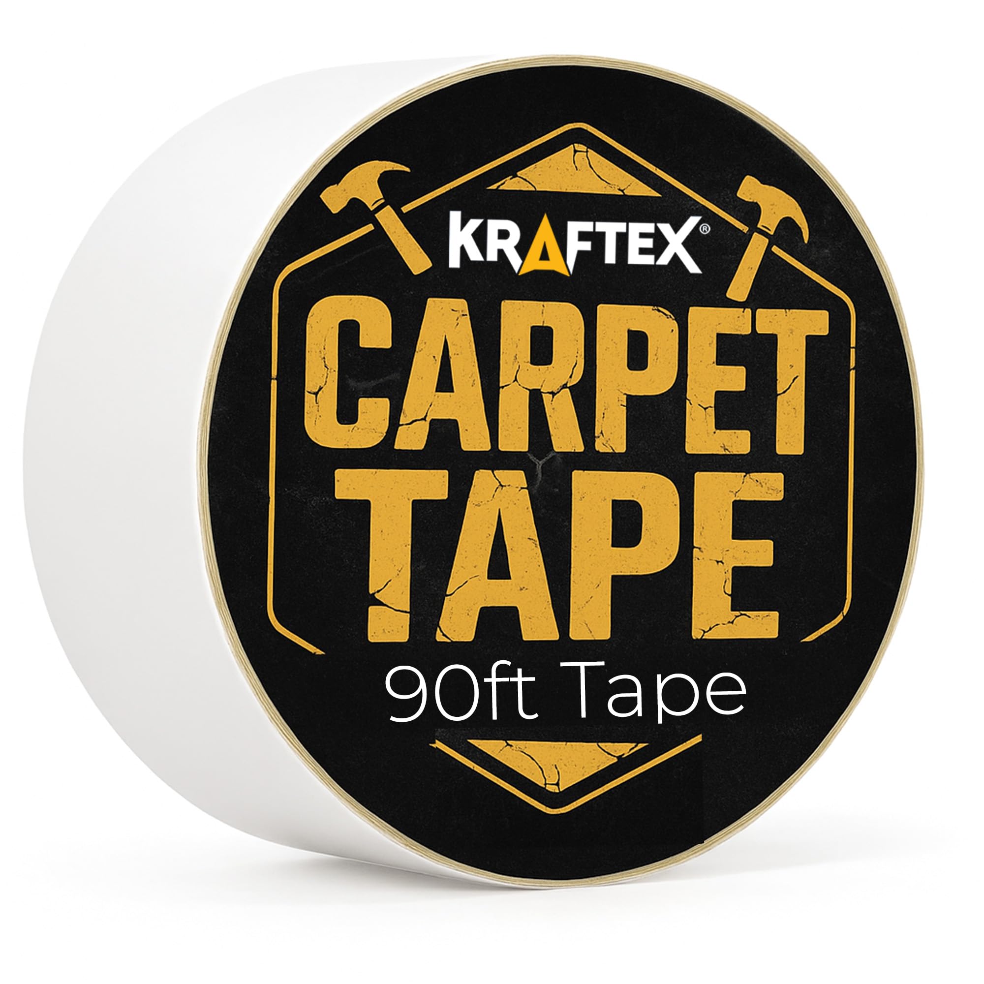 Kraftex Double Sided Carpet Tape 90ft/30Yrd Roll Heavy Duty for Rugs, Mats, Pads & Runners. Rug Tape for Hardwood Floors, Tile, Laminate. 2 Sided Unique Adhesive Heavy Duty Double Stick Tape