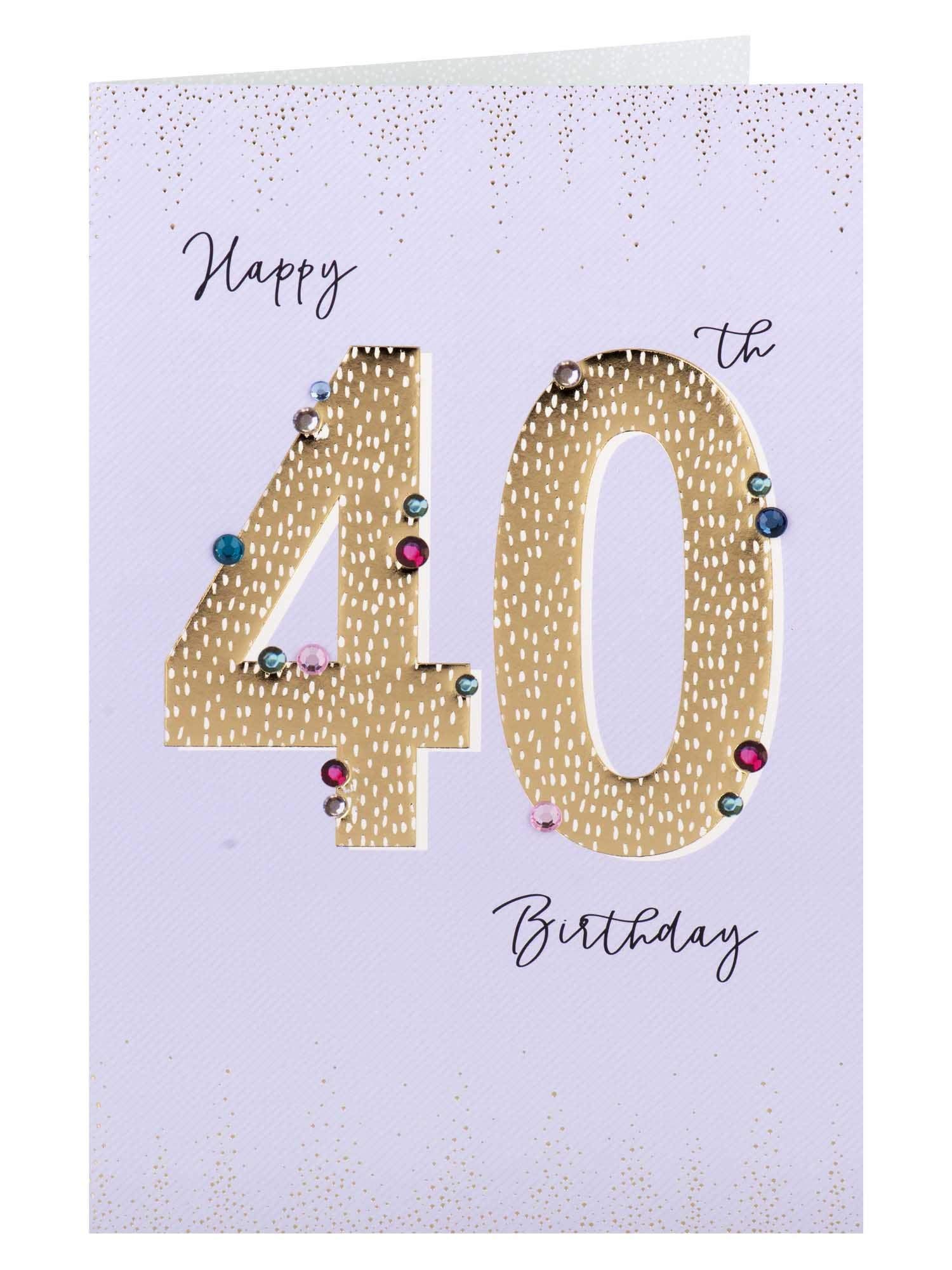 Clintons: Gold Numbers 40th Birthday Card, 40th Milestone Birthday Greetings Card, 235x155mm, 1153041