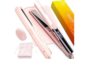 ANGENIL Pro Titanium Flat Iron Hair Straightener and Curler 2 in 1, Dual Voltage Hair Straightening and Curling Irons, Round 