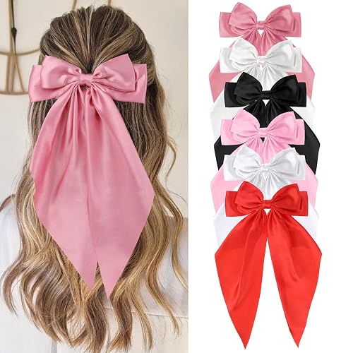 Hair Bows for Women, 6 Pcs 34 cm Bows for Hair, Wedding, Birthday & Parties (Multicolor)