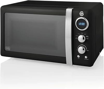 Swan Retro LED Digital Microwave 20L 800W 6 Power Levels