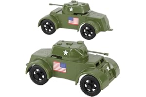 Tim Mee Toy TimMee Staghound Armored Cars - OD Green Plastic Army Men Scout Vehicles