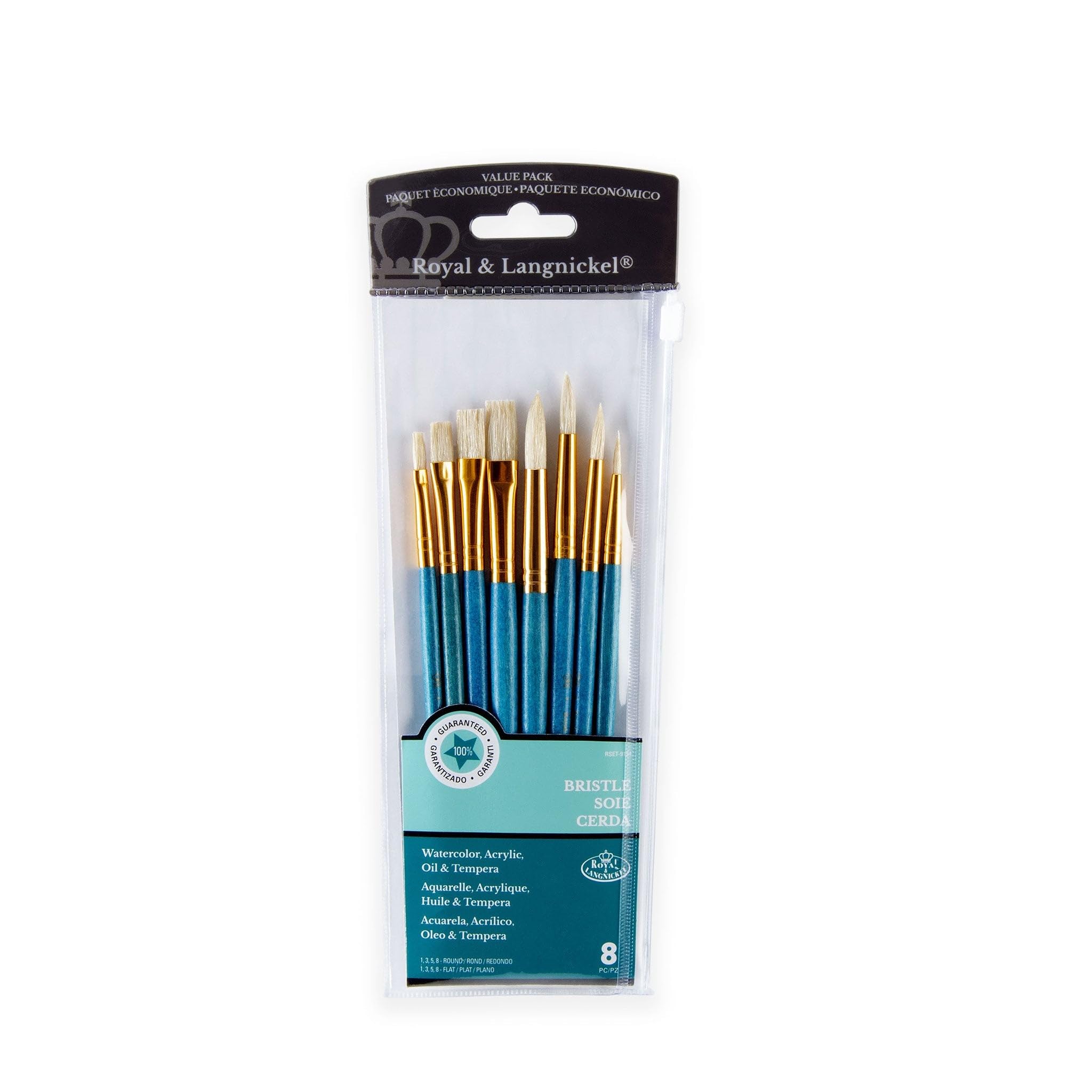 Royal and Langnickel Round/ Flat Bristle Brush Set (Pack of 8)
