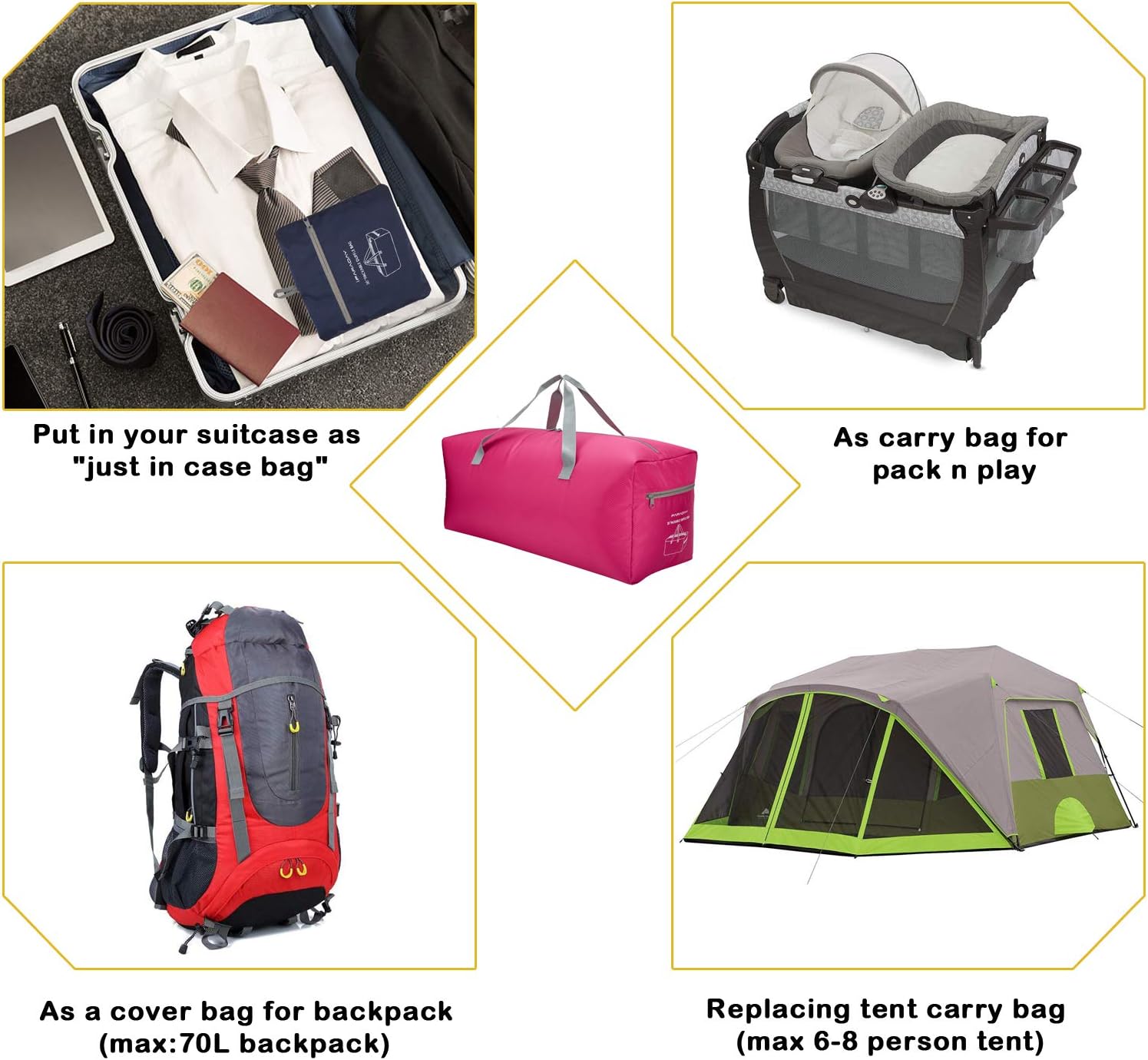  | Foldable Duffel Bag 30" / 75L Lightweight with Water Resistant for Travel | Travel Duffels