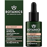 Botanics All Bright Facial Oil - Energizing Bi-Phase Face Oil for Gua Sha and Everyday Radiance - Lightweight & Non-Greasy Glow Serum - Brighten Dull and Uneven Skin (0.84 Fl Oz)