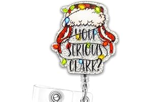 HITLUSTE Funny Christmas Badge Reel Retractable Cute You Serious Clark Badges Holder Accessories Funny ID Clip for Nursing Doctor Student Teacher Healthcare Medical Work Assistant MA CNA RN ER Office Gifts