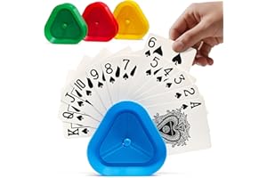 LEAFORIA Playing Card Holders 4 Pack - Triangle Hands Free Card Holder for Kids, Adults, Seniors | Plastic Card Holders for Poker, Game Nights, Classroom Activities (4 Colors)