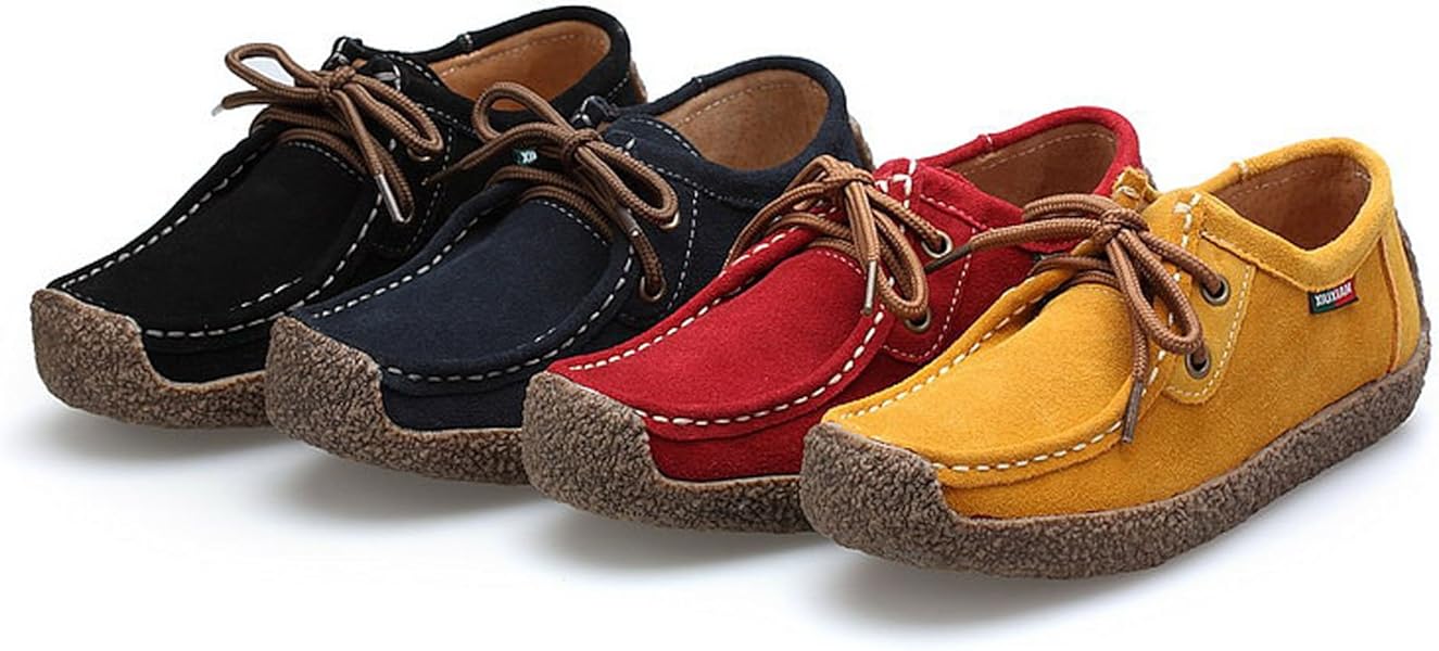 XIUXIAN Xiu Xian Women Snail Casual Laceup Genuine Leather Flat