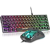 CHONCHOW 60% Gaming Keyboard and Mouse Combo, 68 Keys Wired LED RGB Backlit Black Gaming Keyboard and RGB Backlit Mouse, Small Light up Keyboard for PC Xbox PS4 (Black)
