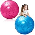 Karenhi 2 Pcs 33.5'' 85 cm Large Sensory Massage Ball for Kids Bouncy Exercise Ball Big Knobby Balls Large Spiky Ball Inflatable Sensory Balls with Air Pump for Kids Outdoor Indoor Pool Beach