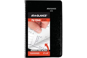 AT-A-GLANCE 2025 Appointment Book Planner, Weekly, 5" x 8", Small, DayMinder, Black (G2000025)