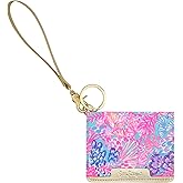 Lilly Pulitzer Snap ID Card Case, Cute Keychain Wallet, Slim Credit Card Holder with Wristlet Strap, Splendor in the Sand