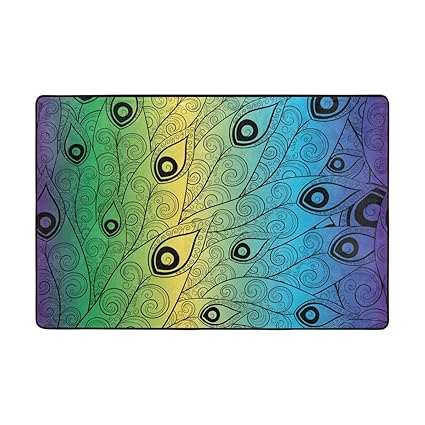 Amazon Com Senya Area Rug 6 X 4 Floor Mat Peacock Feather