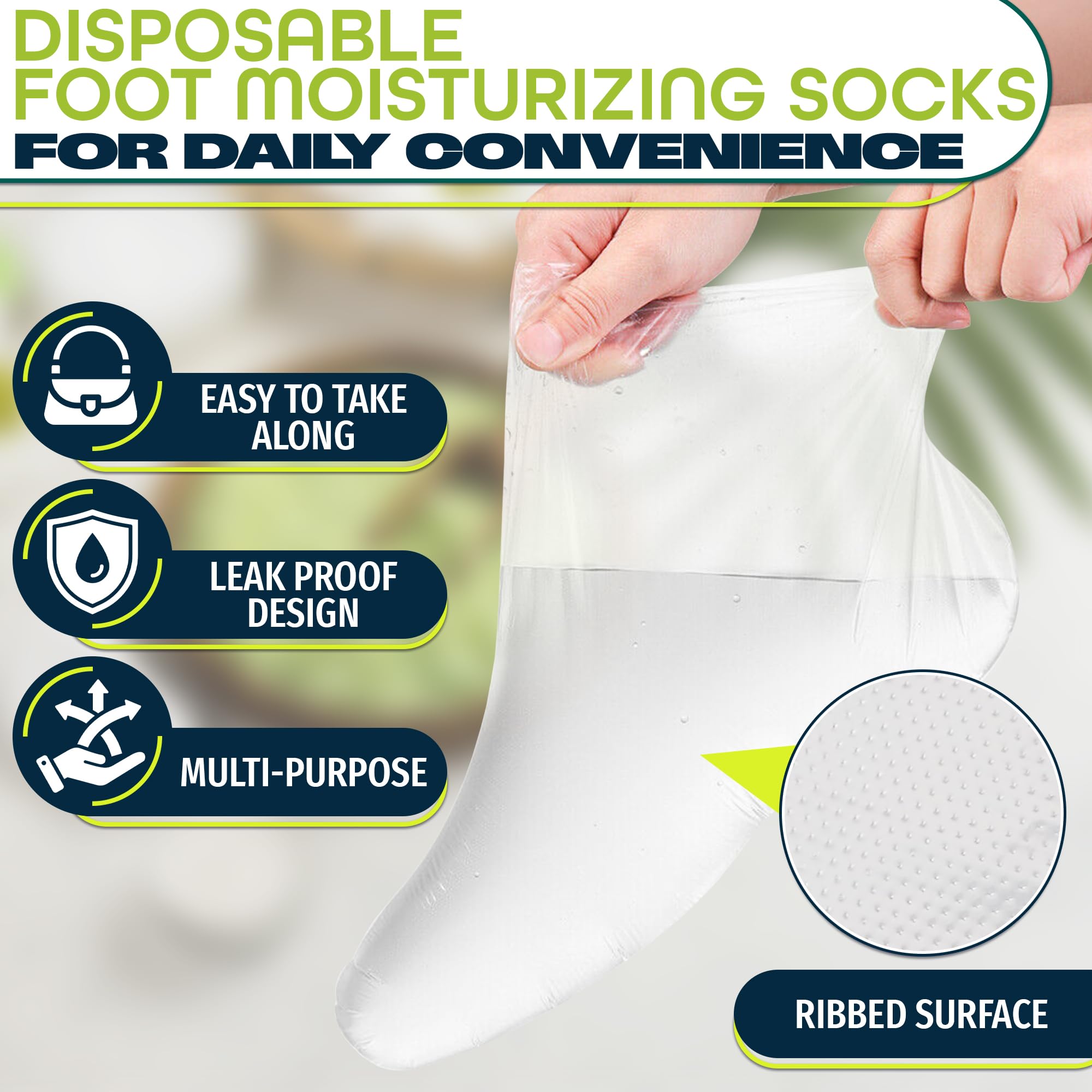 200 Pcs Plastic Foot Covers for Feet – Leak-Proof, Ribbed Anti-Slip Design with 200 Stickers for Secure Fit – Plastic Foot Bags for Moisturizing, Hydration, Home Use, Spa, Pedicure, Paraffin Wax Bags