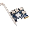 Ubit 1 to 4 PCI-E Riser Extender for BitcoinLitecoin ETH Coin 4 in 1 PCI-E Riser Adapter Board USB3.0 PCI-E Rabbet- Ethereum