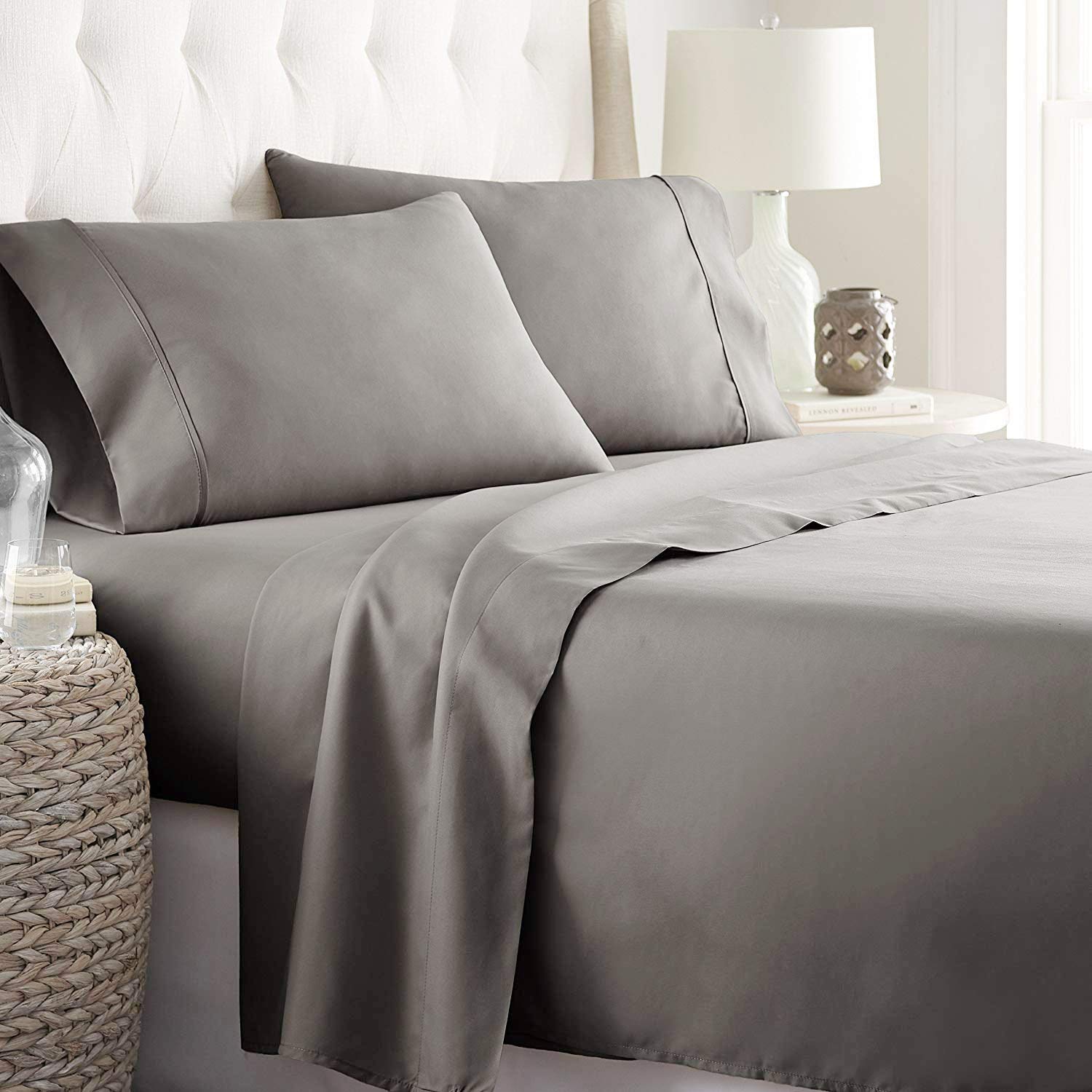 Buy Linenwalas Fitted Bedsheet Queen Size with Elastic 400TC Thread