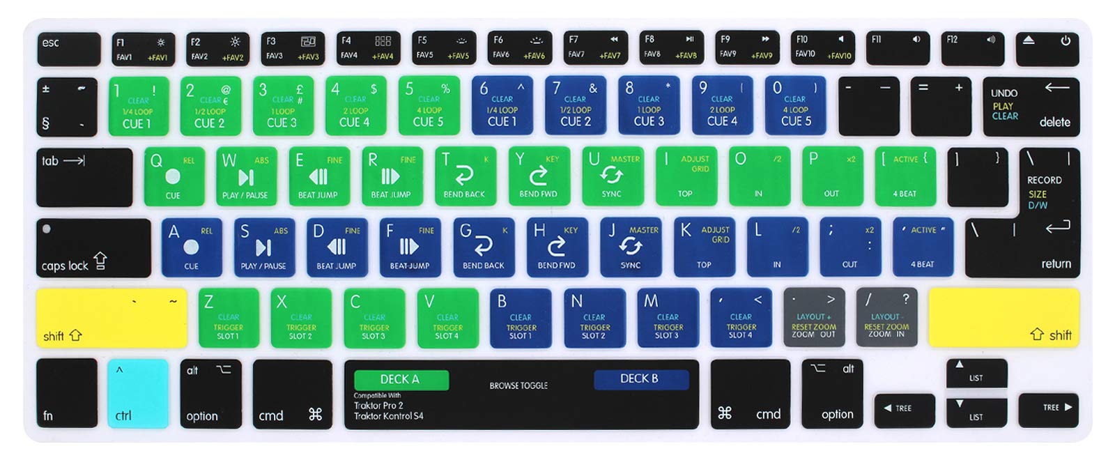 MMDW Traktor Kontrol S4 Shortcuts Keyboard Skin Hot Keys Keyboard Cover for MacBook Pro 13" 15" 17"(with or w/out Retina Display) Silicone Skin for MacBook Old Air 13", European/USA Keyboard Layout
